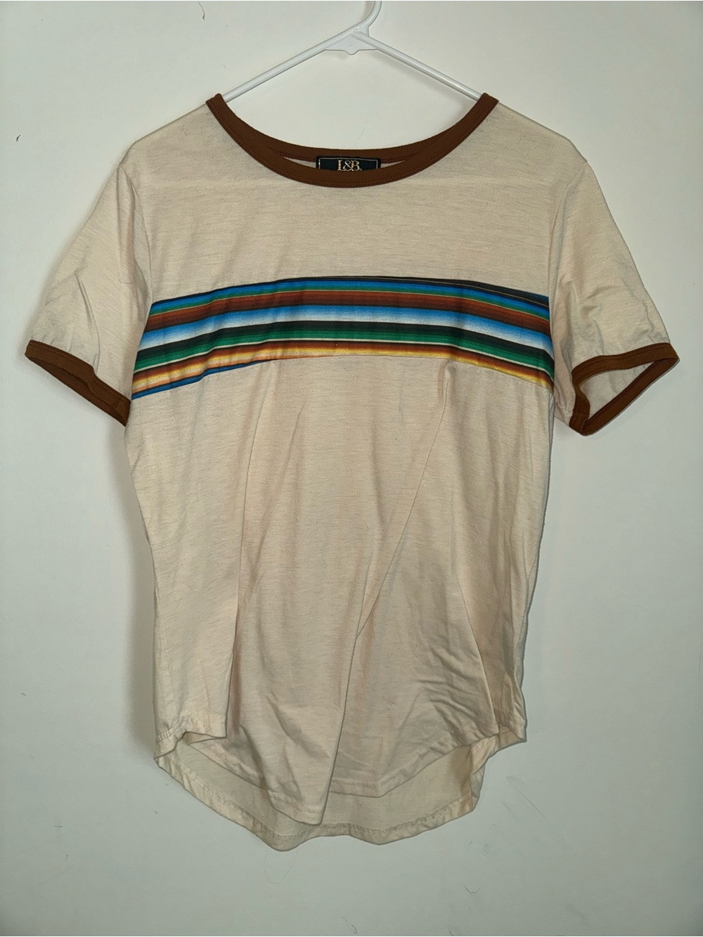 Lucky and Blessed T-Shirt with Multicolor Stripe